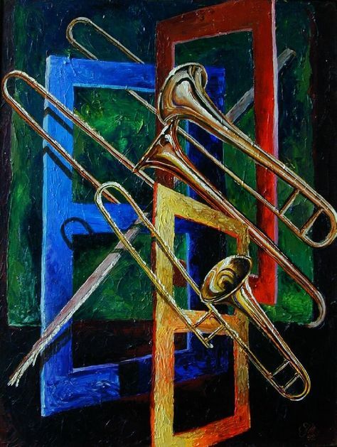 474x629 Trombone Painting - Trombone Painting