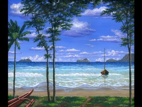 480x360 How To Paint Tropical Beach Complete Video Acrylic Painting Class - Tropical Beach Painting