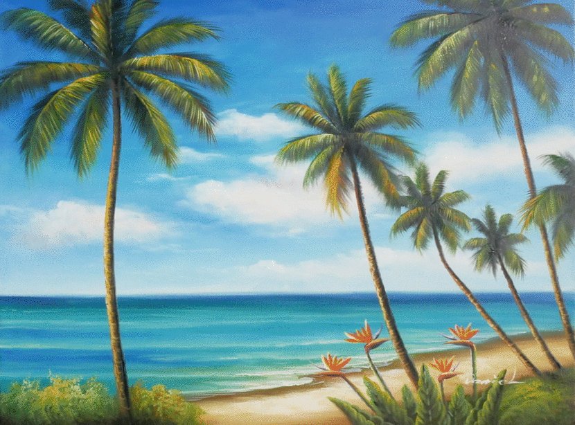 Tropical Beach Painting at PaintingValley.com | Explore collection of ...