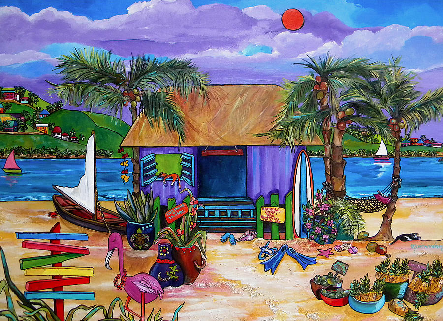 Tropical Beach Painting at PaintingValley.com | Explore collection of ...