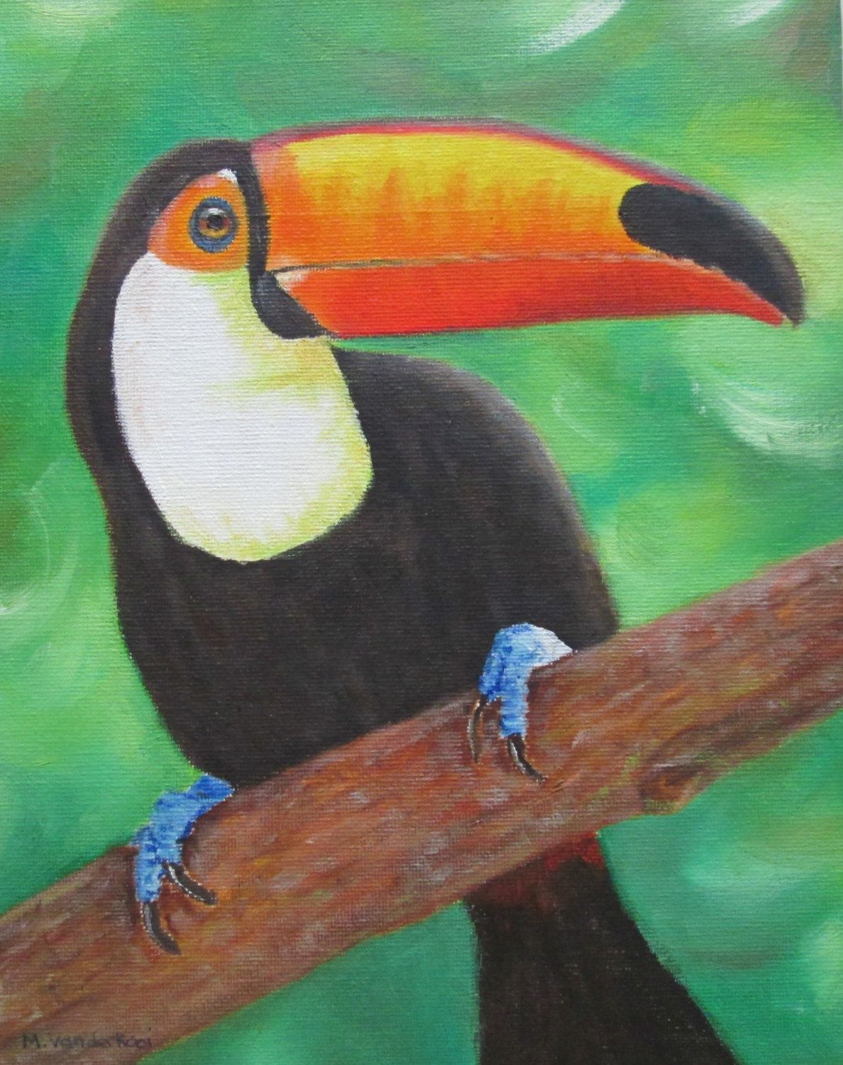 1188x1500 Toucan, Bird Painting Wall Art, Oil On Canvas, Tropical Bird, Pet - Tropical Bird Painting