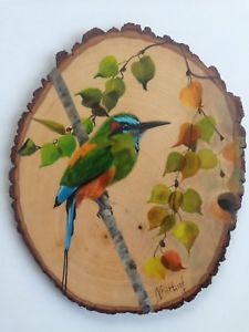 225x300 Tropical Bird Painting Original Watercolor Basswood Round Ebay - Tropical Bird Painting