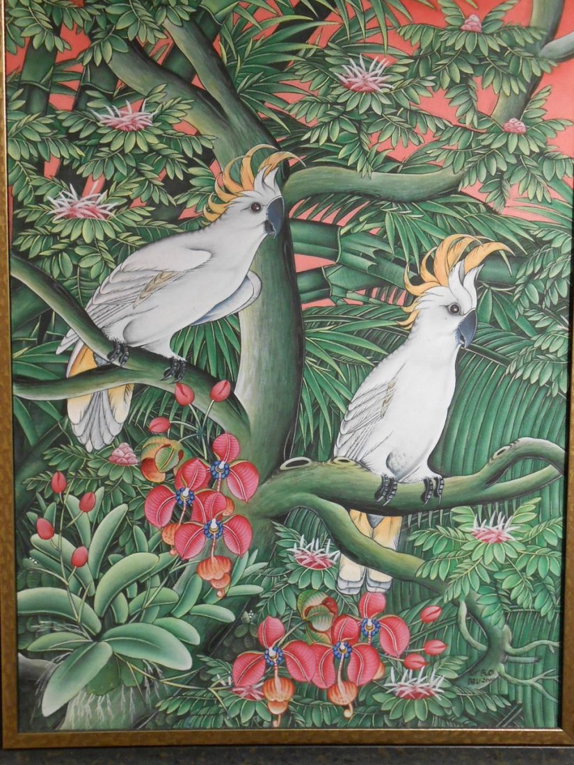 825x1100 Tropical Birds And Flowers Oil Painting - Tropical Bird Painting
