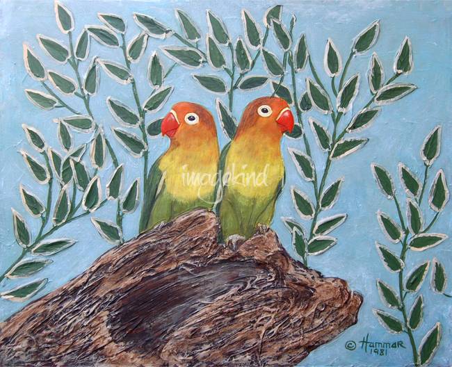 650x528 Two Tropical Birds Painting By Linda Hammar - Tropical Bird Painting
