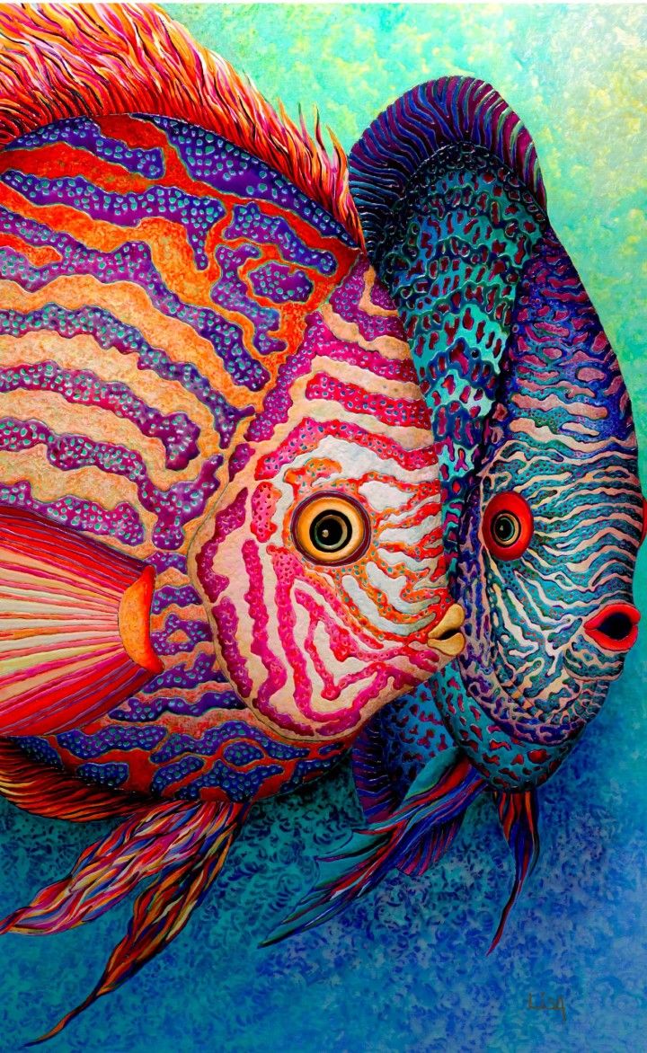 720x1172 Lisa Benoudiz France 3 Peces Lisa, France And Fish - Tropical Fish Painting