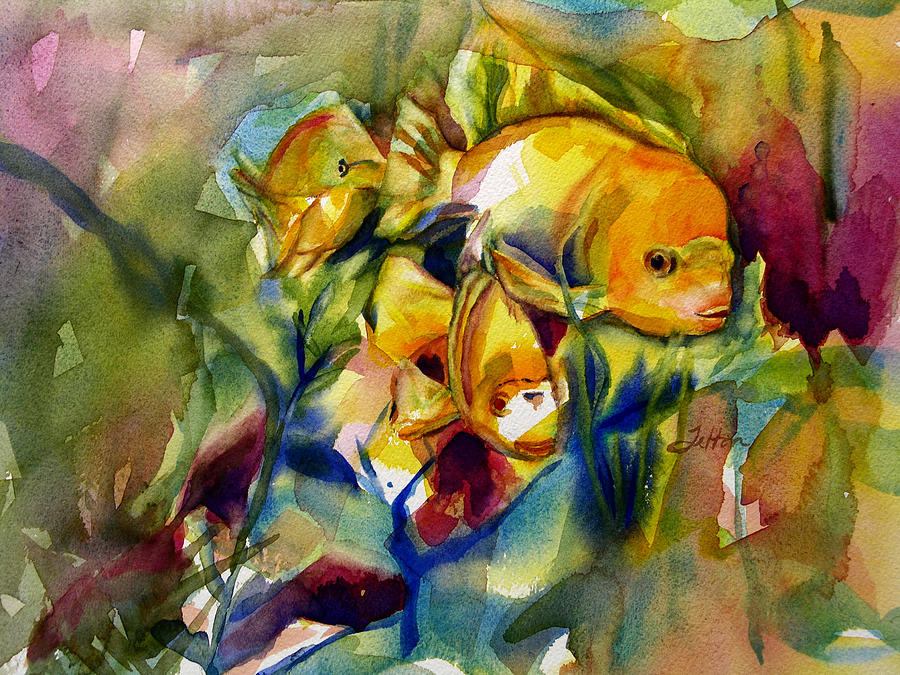 900x675 Tropical Fish 2 Painting By Julianne Felton - Tropical Fish Painting