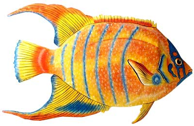 400x261 Gold Amp Blue Tropical Fish Wall Decor - Tropical Fish Painting