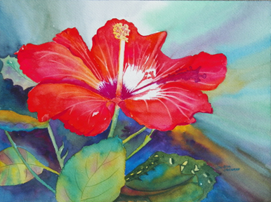 386x288 Paint A Thousand Words Red Hisbiscus Tropical Flower Watercolor - Tropical Flower Painting