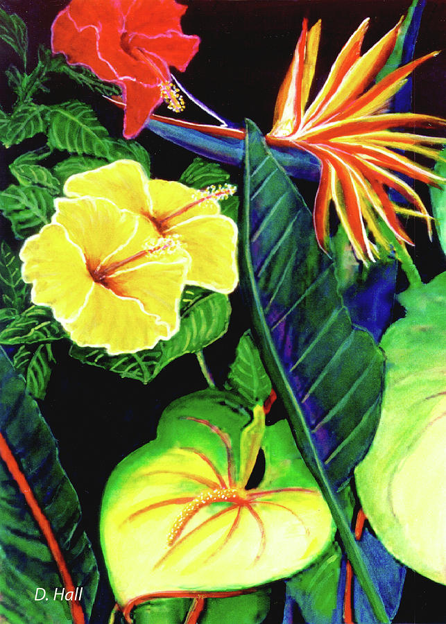 643x900 Tropical Flower Arrangement - Tropical Flower Painting