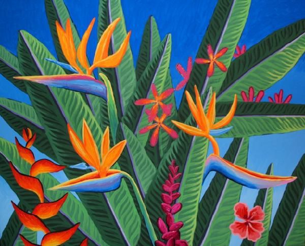 issabellaandmaxrooms: Acrylic Paintings Of Tropical Flowers