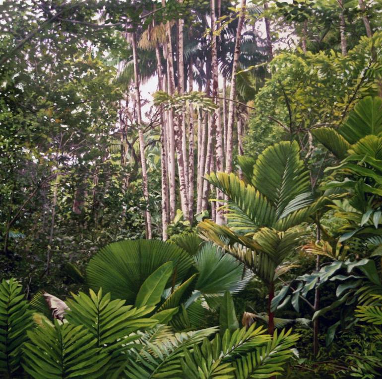 770x763 Saatchi Art Hawaii Hilo Puna Rain Forest Painting By Enrico Lomaestro - Tropical Forest Painting