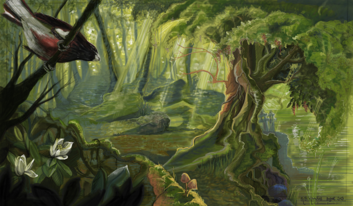 1171x682 Sub Tropical Forest By Maxillamellifer - Tropical Forest Painting