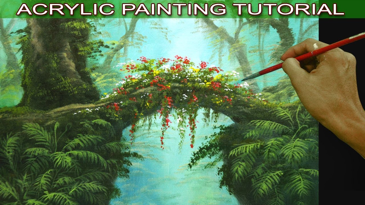 1280x720 Acrylic Landscape Painting Tutorial Tropical Misty Forest - Tropical Forest Painting