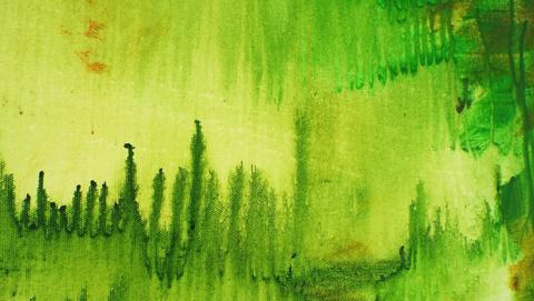 480x271 Framed Abstract Landscape Painting Original Art Tropical Forest - Tropical Forest Painting