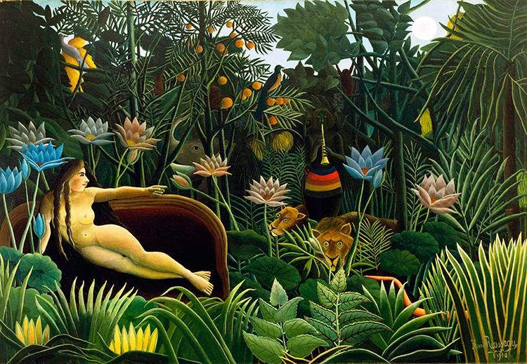 750x519 Gewu Art Rousseau Painting Tropical Forest Tv Background - Tropical Forest Painting
