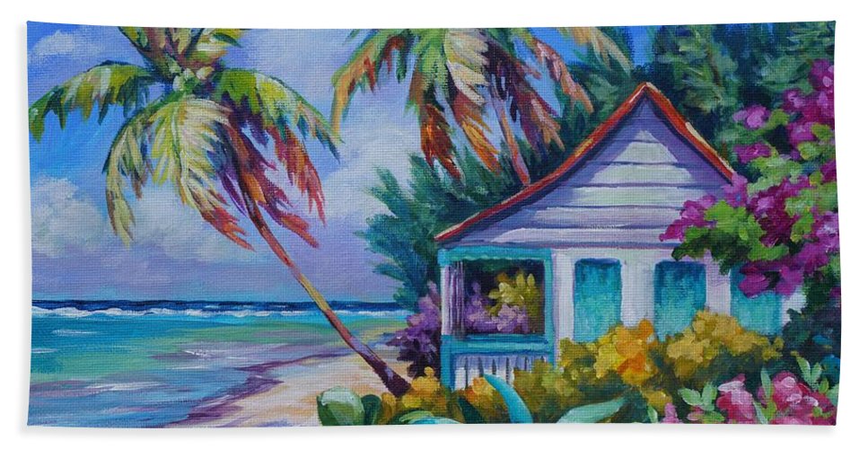 967x500 Tropical Island Cottage Beach Sheet For Sale By John Clark - Tropical Island Painting