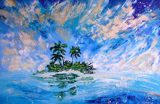 550x358 Tropical Island Painting For Sale Oil Canvas Art Large Wall Decor - Tropical Island Painting