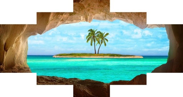 640x341 Ca Poster Tropical Island 5 Piece Canvas Painting Set Wall - Tropical Island Painting