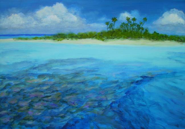 650x453 Tropical Island Belize By Jennifer Belote - Tropical Island Painting