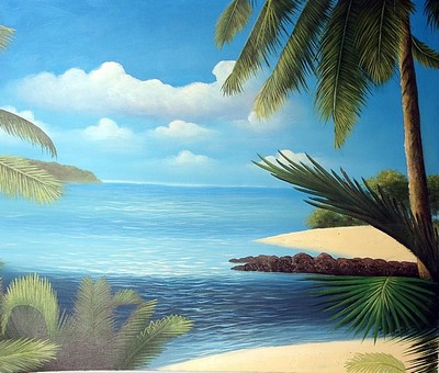 400x340 Tropical Landscape Painting, A Unknown Artist Paintings - Tropical Landscape Painting