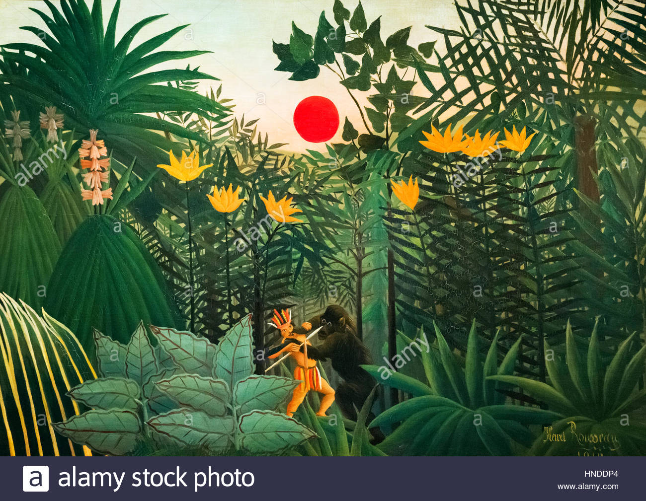 1300x1009 Henri Rousseau Painting. Tropical Landscape American Indian - Tropical Landscape Painting