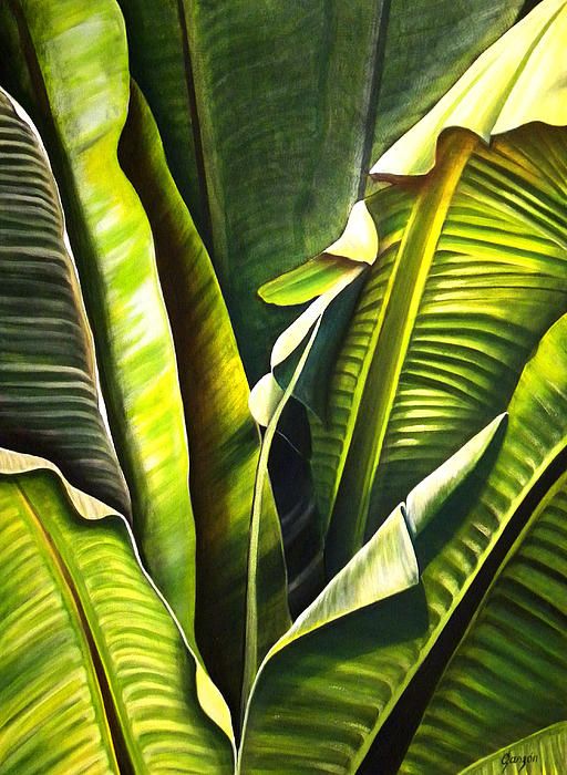 512x700 Recio Arte Dominicano . - Tropical Leaves Painting
