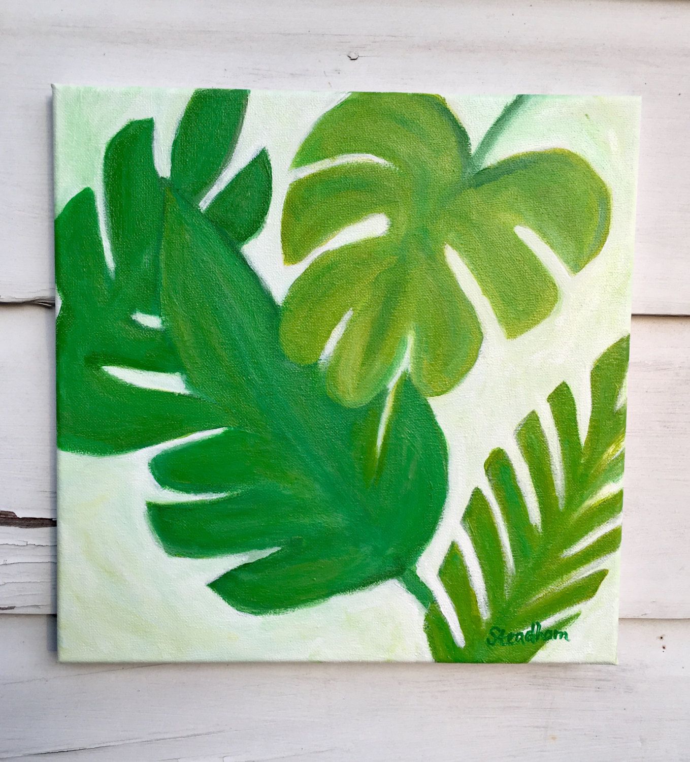 1359x1500 Tropical Leaves Paintingcoastal Theme Original Paintingpantone - Tropical Leaves Painting