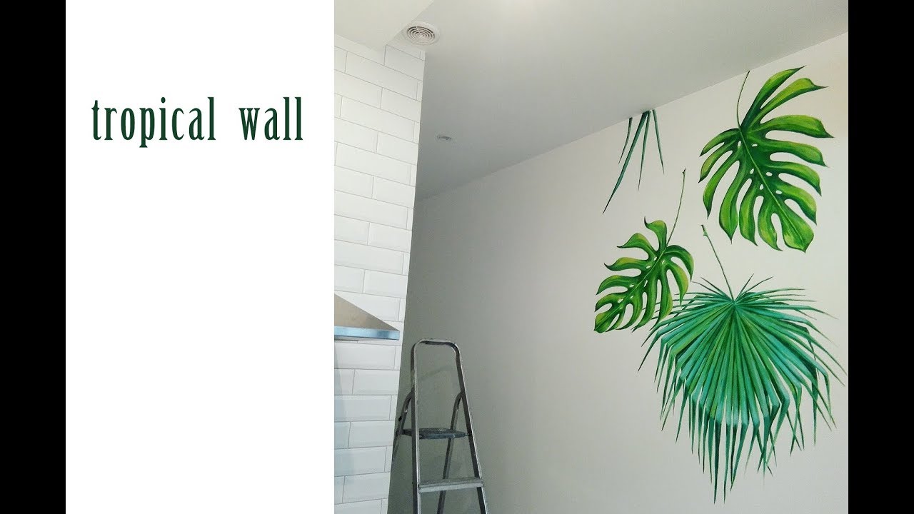 1280x720 Tropical Leaves Wall Speed - Tropical Leaves Painting