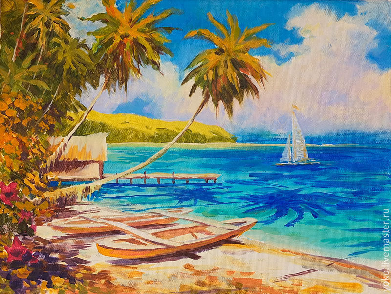 800x601 Tropical Paradise Oil Painting Canvas Shopline - Tropical Oil Painting