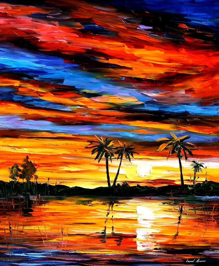 741x900 Tropical Sunset - Tropical Oil Painting