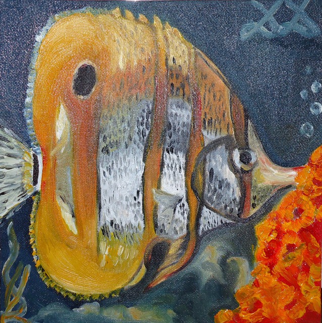 638x640 Diana Diamandieva Artwork Tropical Fish Original Painting Oil - Tropical Oil Painting
