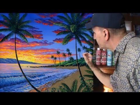 480x360 Paint A Tropical Sunset Painting 1 Lesson Art Class Using Acrylics - Tropical Painting
