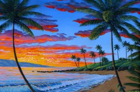450x296 Paint A Tropical Sunset Painting 2 Lesson Art Class Using Acrylics - Tropical Painting