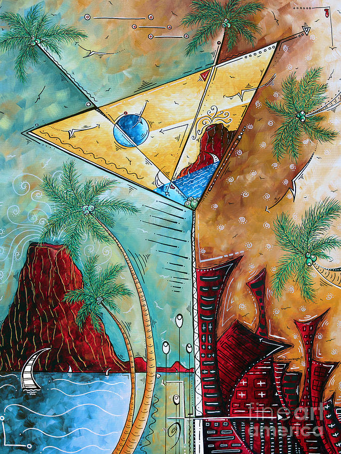 675x900 Tropical Martini Original Painting Fun Pop Art Style By Megan - Tropical Painting