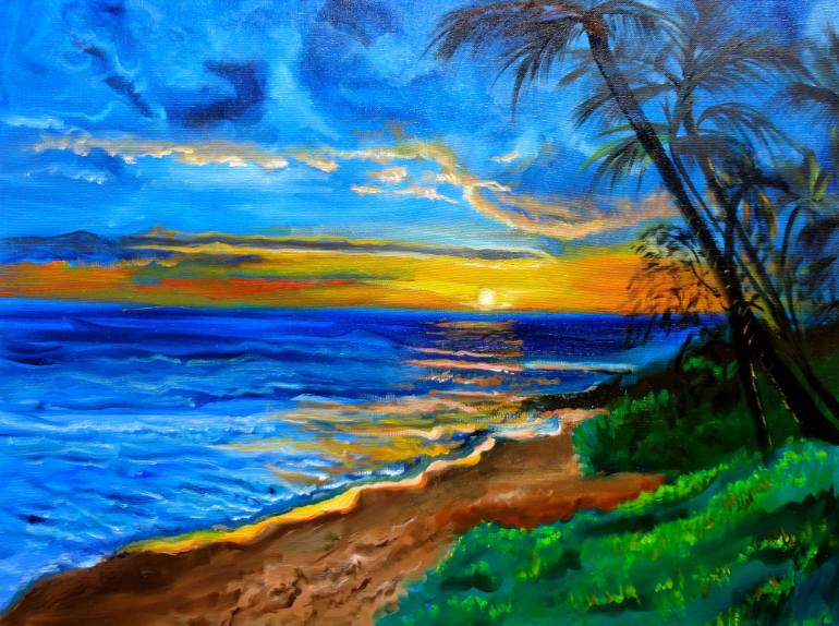 Tropical Sunset Painting At Paintingvalley.com 