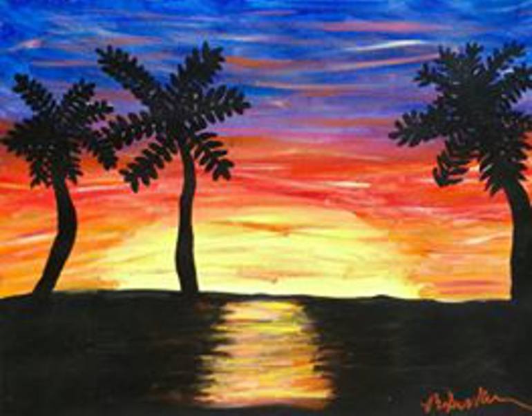 Tropical Sunset Painting at PaintingValley.com | Explore collection of ...