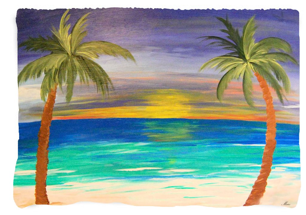 Tropical Sunset Painting at PaintingValley.com | Explore collection of ...