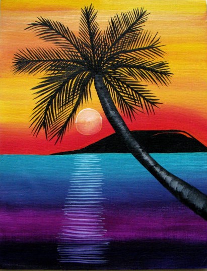 Tropical Sunset Painting at PaintingValley.com | Explore collection of ...