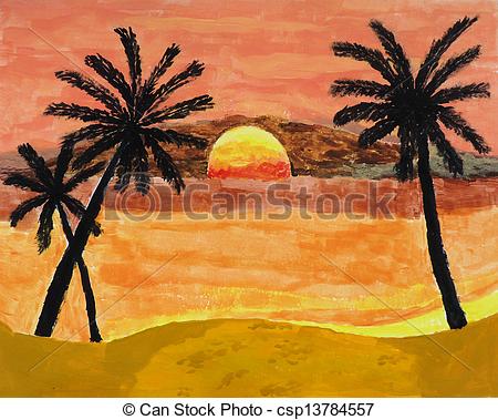 450x379 Tropical Sunset Painting. A Painting Of Tropical Sunset Stock - Tropical Sunset Painting