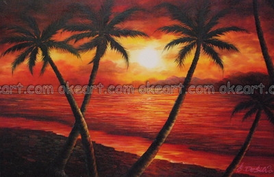 400x259 Oil Paintings Landscape Decoration Tropical Sunset Abstract - Tropical Sunset Painting