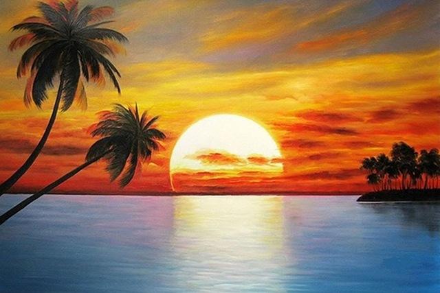 Tropical Sunset Painting at PaintingValley.com | Explore collection of ...