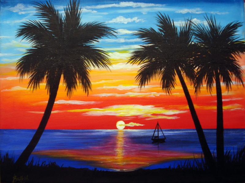 800x599 My Painting Of Tropical Sunset That I Have Done - Tropical Sunset Painting