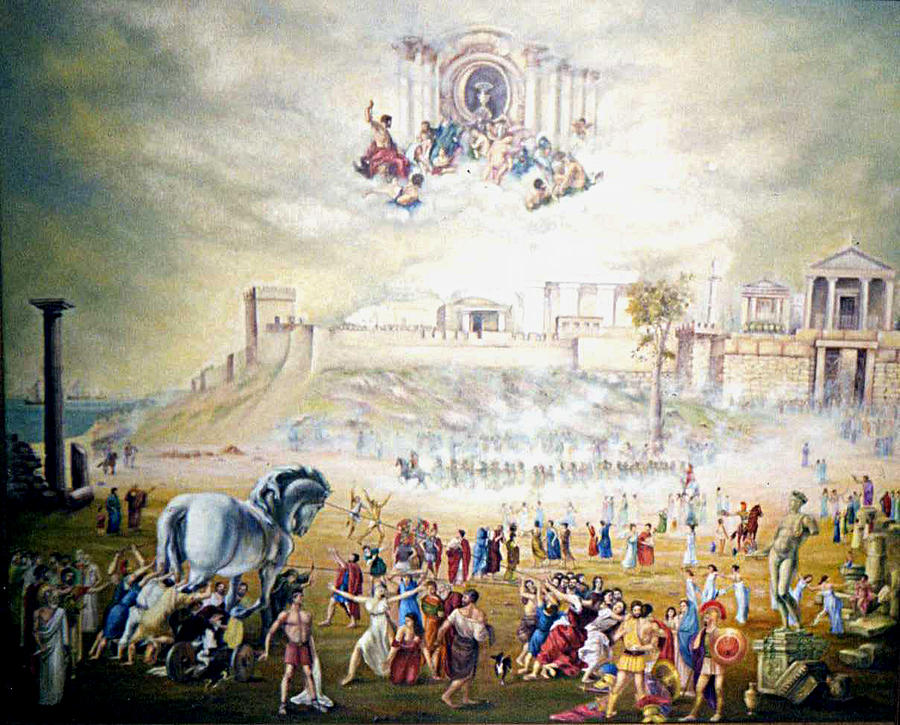 900x725 Just Before The Fall Of Troy Painting By Vasilis Bottas - Troy Painting
