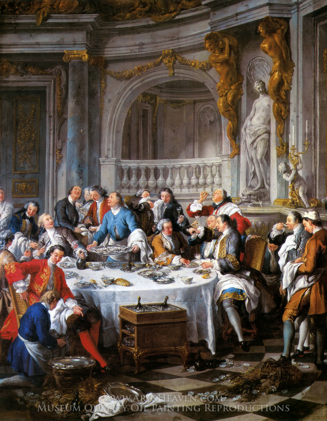 637x820 Reproduction Painting Jean Francois De Troy The Lunch Of Oysters - Troy Painting