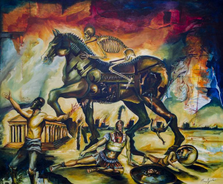 770x637 Saatchi Art Horse Of Troy Painting By Mario Agredano - Troy Painting