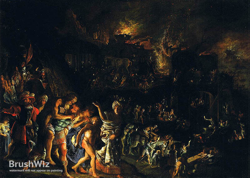 800x570 The Burning Of Troy By Adam Elsheimer - Troy Painting