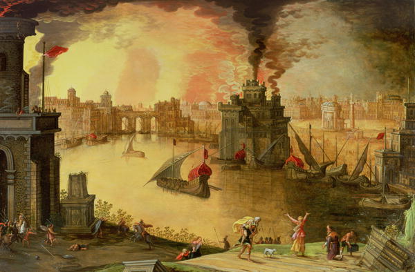 600x394 The Burning Of Troy Painting Louis De Caullery Oil Paintings - Troy Painting