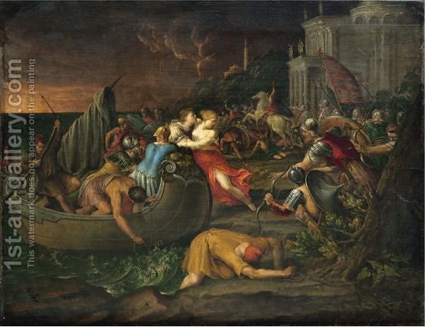 600x462 The Rape Of Helen Of Troy Ferrarese School Reproduction 1st Art - Troy Painting