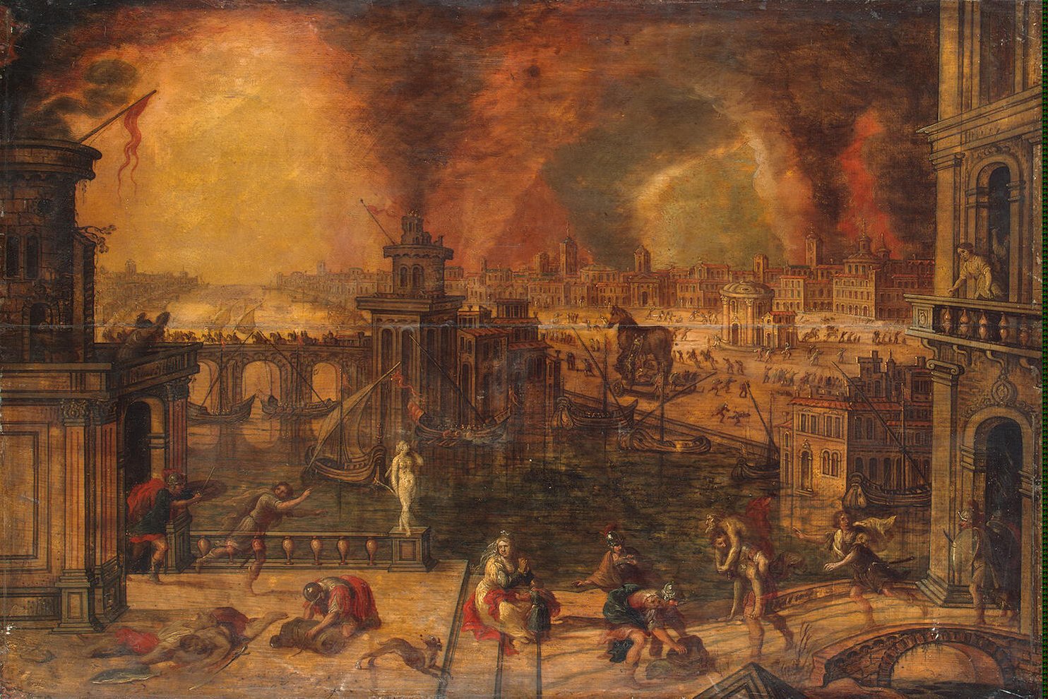 1484x990 Fire Of Troy Painting Keuninck (Coninck) Kerstiaen De Oil Paintings - Troy Painting
