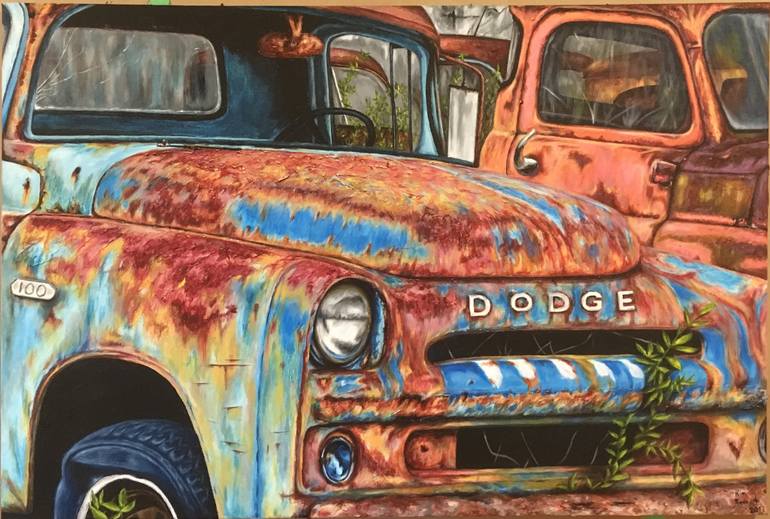 770x519 Saatchi Art Old Truck Painting By Kim Renaud - Truck Painting